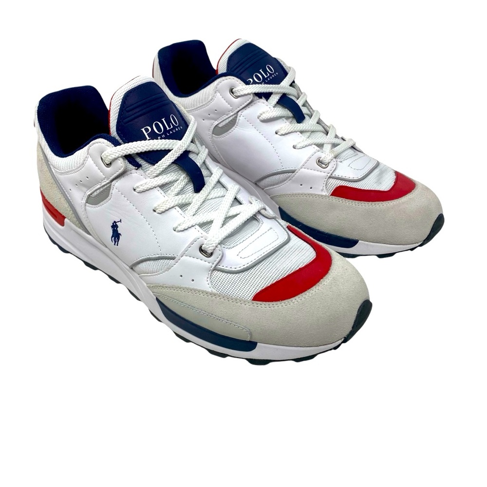 Polo Ralph‎ Lauren Trackster 200 Sneakers Men’s Size 14 White, Blue & Red NWOB